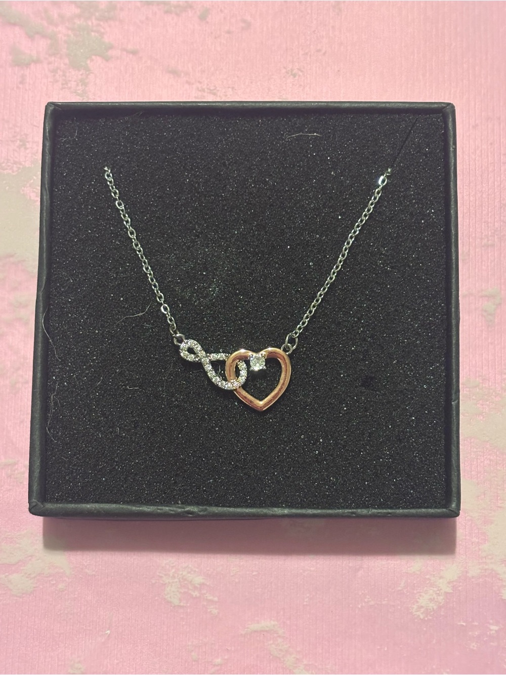 Interlinked Heart and Infinity Pendant Necklace - Rose Gold & Silver